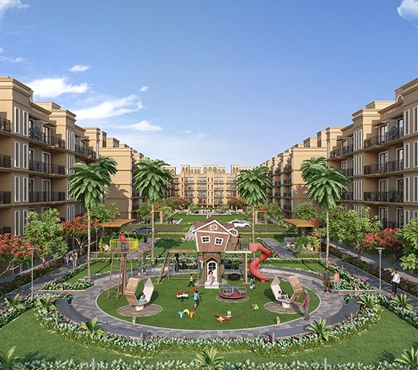 kids are playing in the play garden showing jogging track